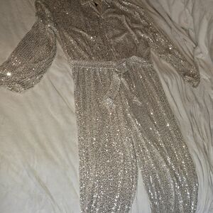 Silver Sequin Jumpsuit
